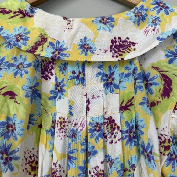 NWT Free People Sugar Crush Mini Dress Women's Medium Lemon Combo Floral Flowy - Picture 13 of 16